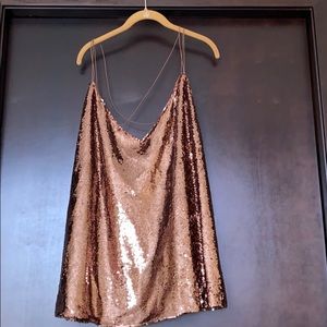ASOScurve Brown strappy sequin tank. US 24
